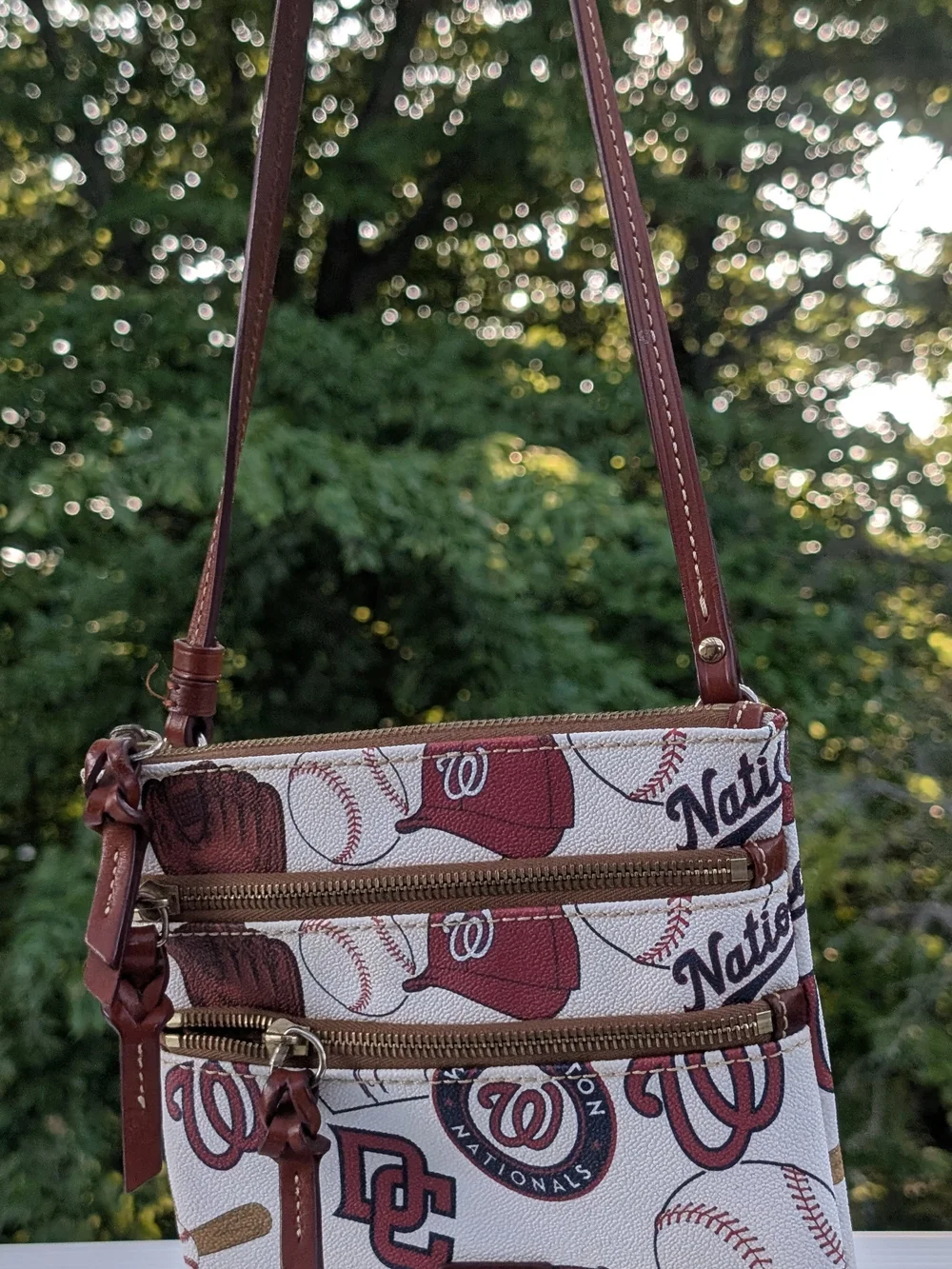 Dooney & Bourke Maroon and White Washington Nationals Crossbody Bag